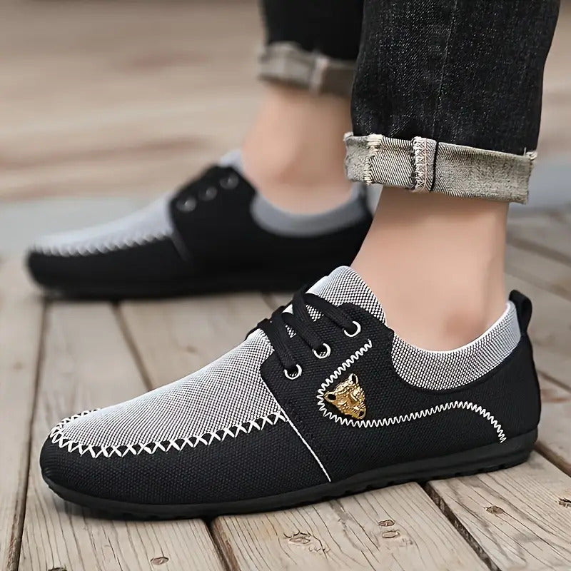 Men's Oversized Slip-Resistant Sneakers - Breathable Lightweight EVA Cushioned Comfort, Arch & Multi-Grip Traction Tread - Black/Gray/White Casual Sneakers for Casual Attire, Gym, Office, Semi-Formal Events - Lace-Up Design w