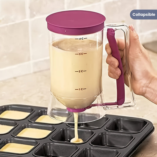 1pc Pancake Cupcake Batter Dispenser, Collapsible Batter Separator Cupcakes Pancakes Cookie Cake Waffles Perfect Baking Tool For Cupcakes, Waffles, Muffin Mix, Or Any Baked Goods