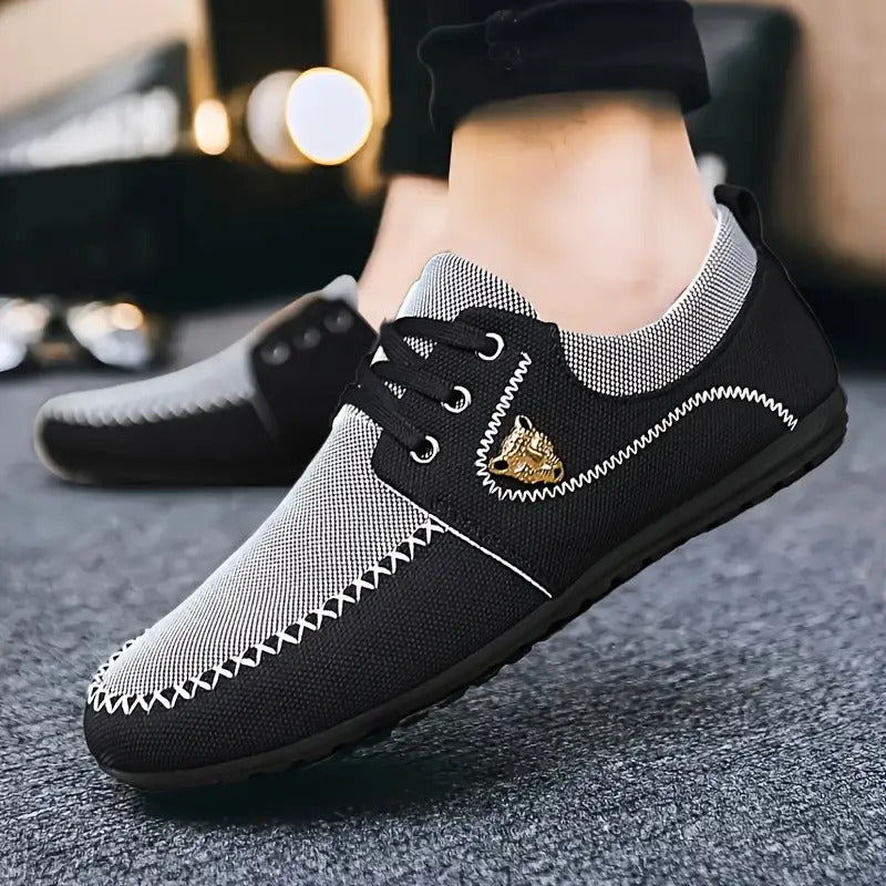 Men's Oversized Slip-Resistant Sneakers - Breathable Lightweight EVA Cushioned Comfort, Arch & Multi-Grip Traction Tread - Black/Gray/White Casual Sneakers for Casual Attire, Gym, Office, Semi-Formal Events - Lace-Up Design w