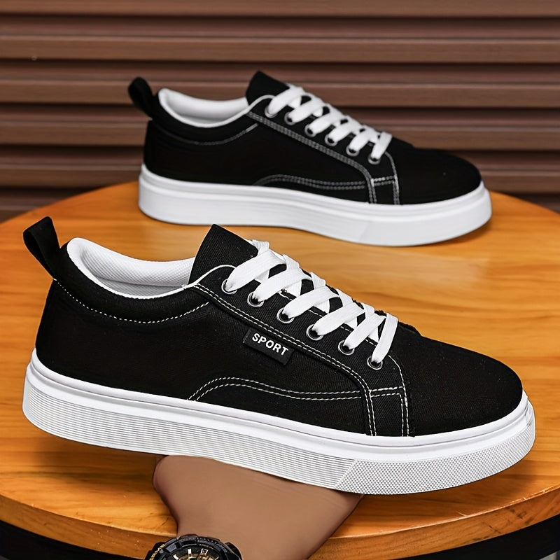 Men'S Fashion Sneakers - Thick Sole Casual Walking Shoes, Breathable Mesh & Canvas Upper, Durable PVC Outsole, Lace-Up Low Tops for All-Season Comfort, Versatile for Outdoor & Daily Wear, Allseason Footwear, Modern Dad Shoe,