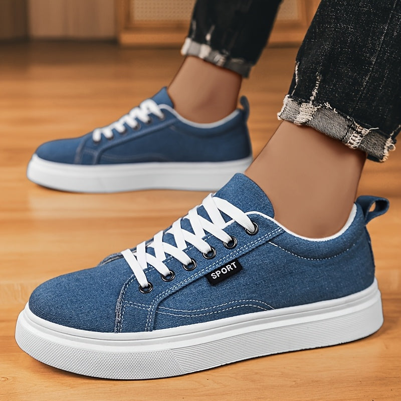 Men'S Fashion Sneakers - Thick Sole Casual Walking Shoes, Breathable Mesh & Canvas Upper, Durable PVC Outsole, Lace-Up Low Tops for All-Season Comfort, Versatile for Outdoor & Daily Wear, Allseason Footwear, Modern Dad Shoe,