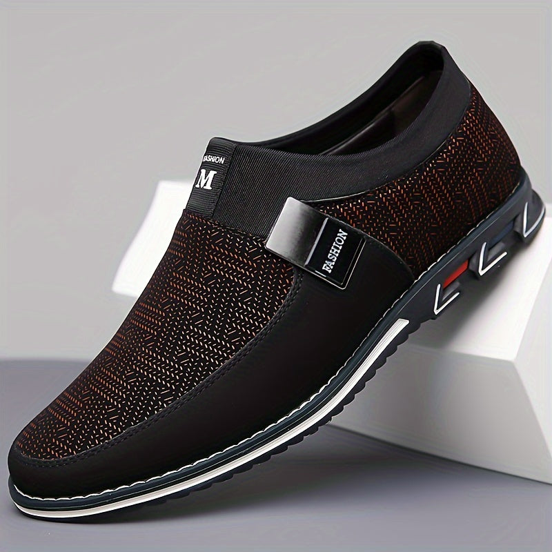 Men's Smart Casual Slip On Loafers With Assorted Colors, Dress Up Walking Shoes, Middle aged men's footwear