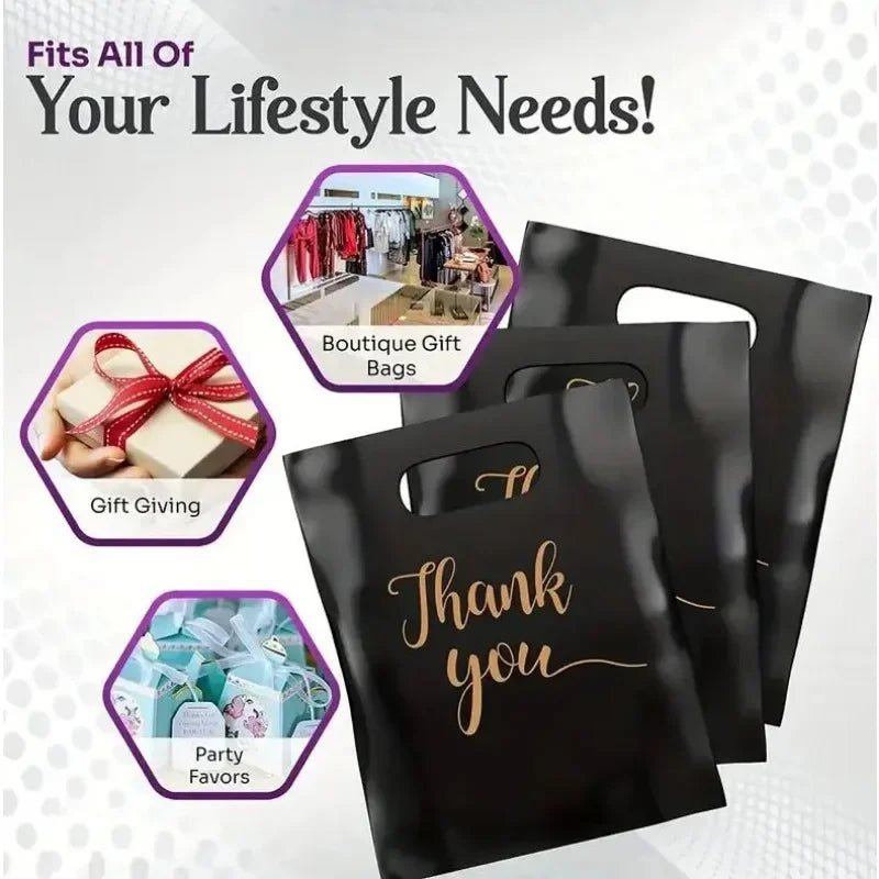 100PCS Thanksgiving Gift Bag Black Product Shopping Bag Candy Gift Packaging Thanksgiving Wedding Birthday Party Decoration