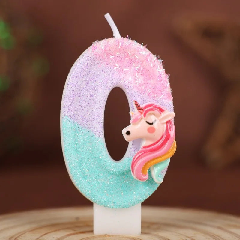 0-9 Number Cartoon Unicorn Digital Candles for Kids Birthday Party Festival Cake Decoration Atmosphere Props Fun Themed Candle
