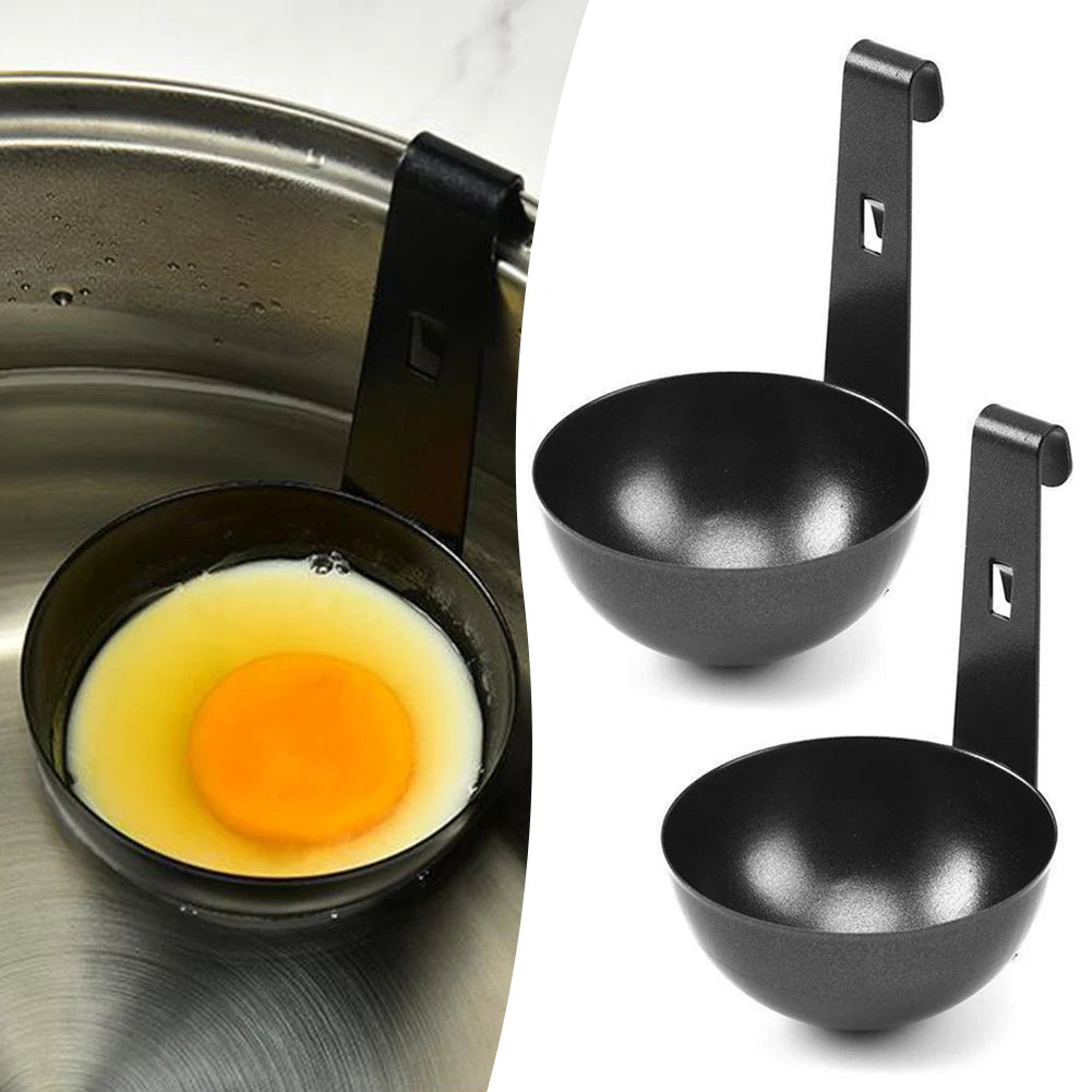 1/2/4PCS Stainless Steel Egg Poacher,Household Long Handled Egg Steamer with Hook for Kitchen Tools,Durable Steaming Egg Spoon