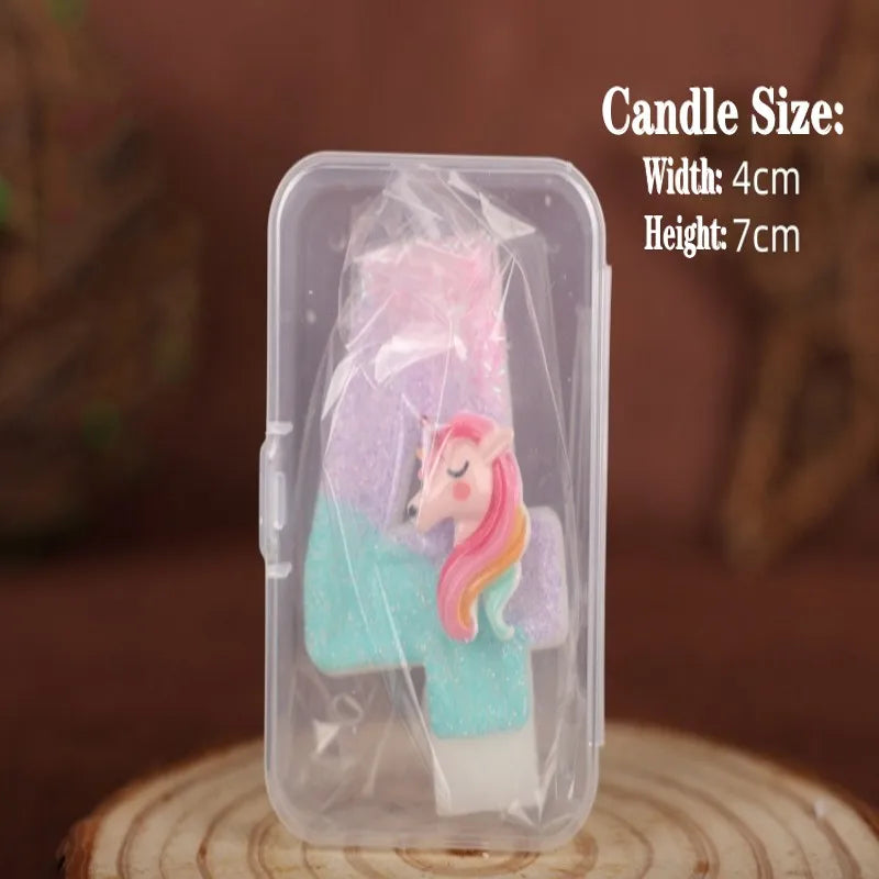 0-9 Number Cartoon Unicorn Digital Candles for Kids Birthday Party Festival Cake Decoration Atmosphere Props Fun Themed Candle