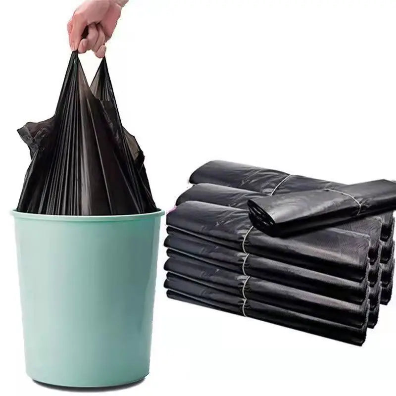 100PCS Black Vest Plastic Bag Kitchen Living Room Clean Garbage Storage Bag Takeaway Shopping Packing Garbage with Handle Bag