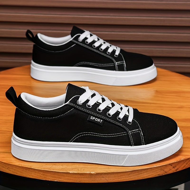 Men'S Fashion Sneakers - Thick Sole Casual Walking Shoes, Breathable Mesh & Canvas Upper, Durable PVC Outsole, Lace-Up Low Tops for All-Season Comfort, Versatile for Outdoor & Daily Wear, Allseason Footwear, Modern Dad Shoe,