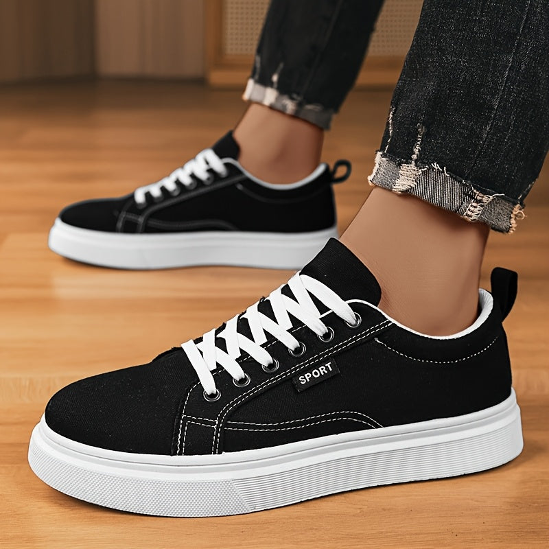 Men'S Fashion Sneakers - Thick Sole Casual Walking Shoes, Breathable Mesh & Canvas Upper, Durable PVC Outsole, Lace-Up Low Tops for All-Season Comfort, Versatile for Outdoor & Daily Wear, Allseason Footwear, Modern Dad Shoe,