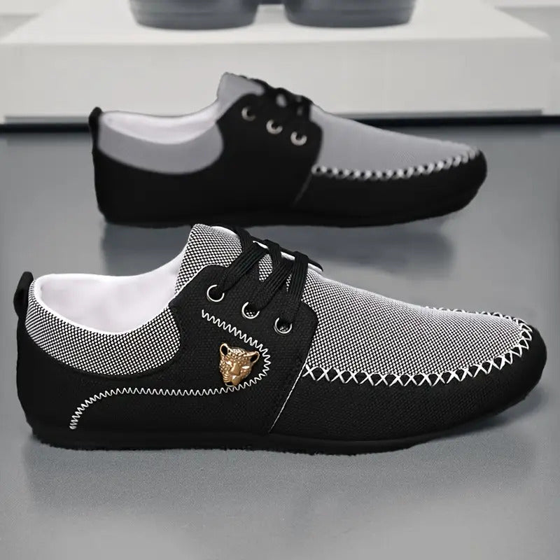 Men's Oversized Slip-Resistant Sneakers - Breathable Lightweight EVA Cushioned Comfort, Arch & Multi-Grip Traction Tread - Black/Gray/White Casual Sneakers for Casual Attire, Gym, Office, Semi-Formal Events - Lace-Up Design w